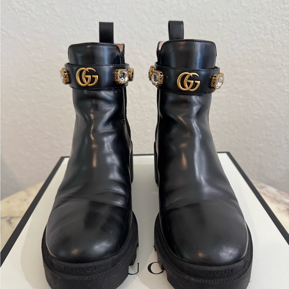 Gucci Black Leather Ankle Boots